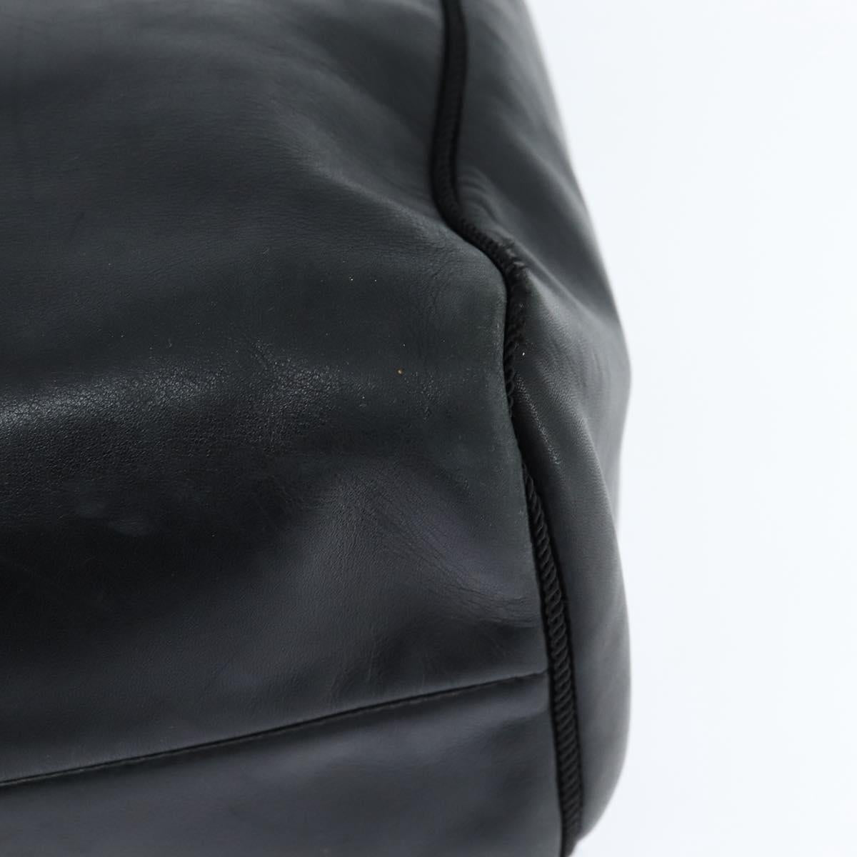 Christian Dior Tote Bag Leather Black Gold Auth 148884