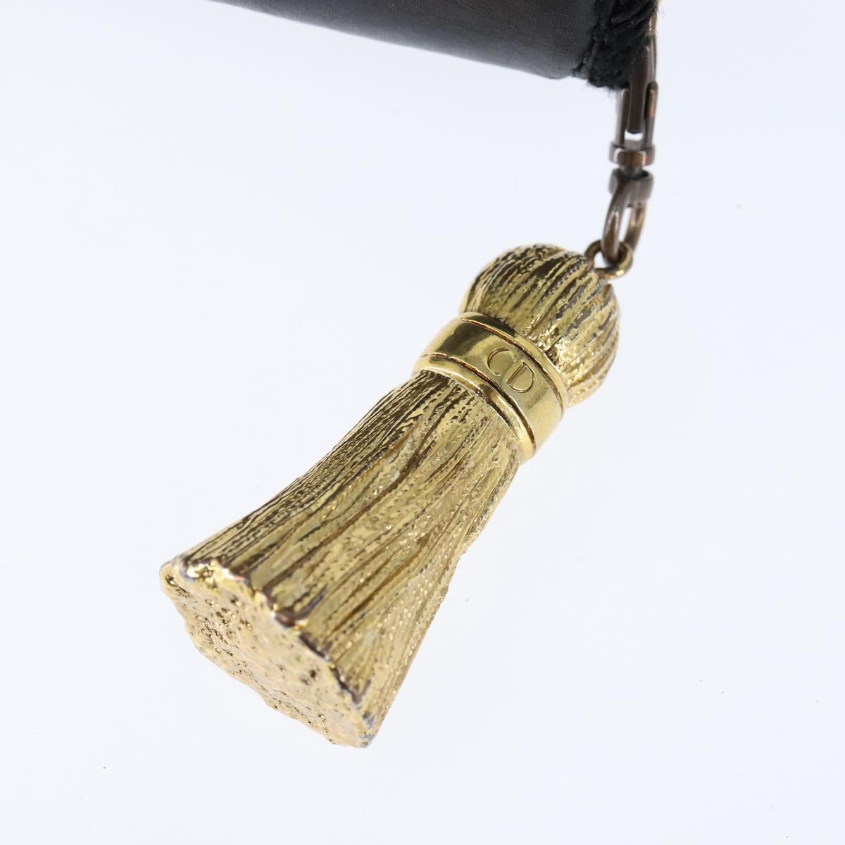 Christian Dior Tote Bag Leather Black Gold Auth 148884