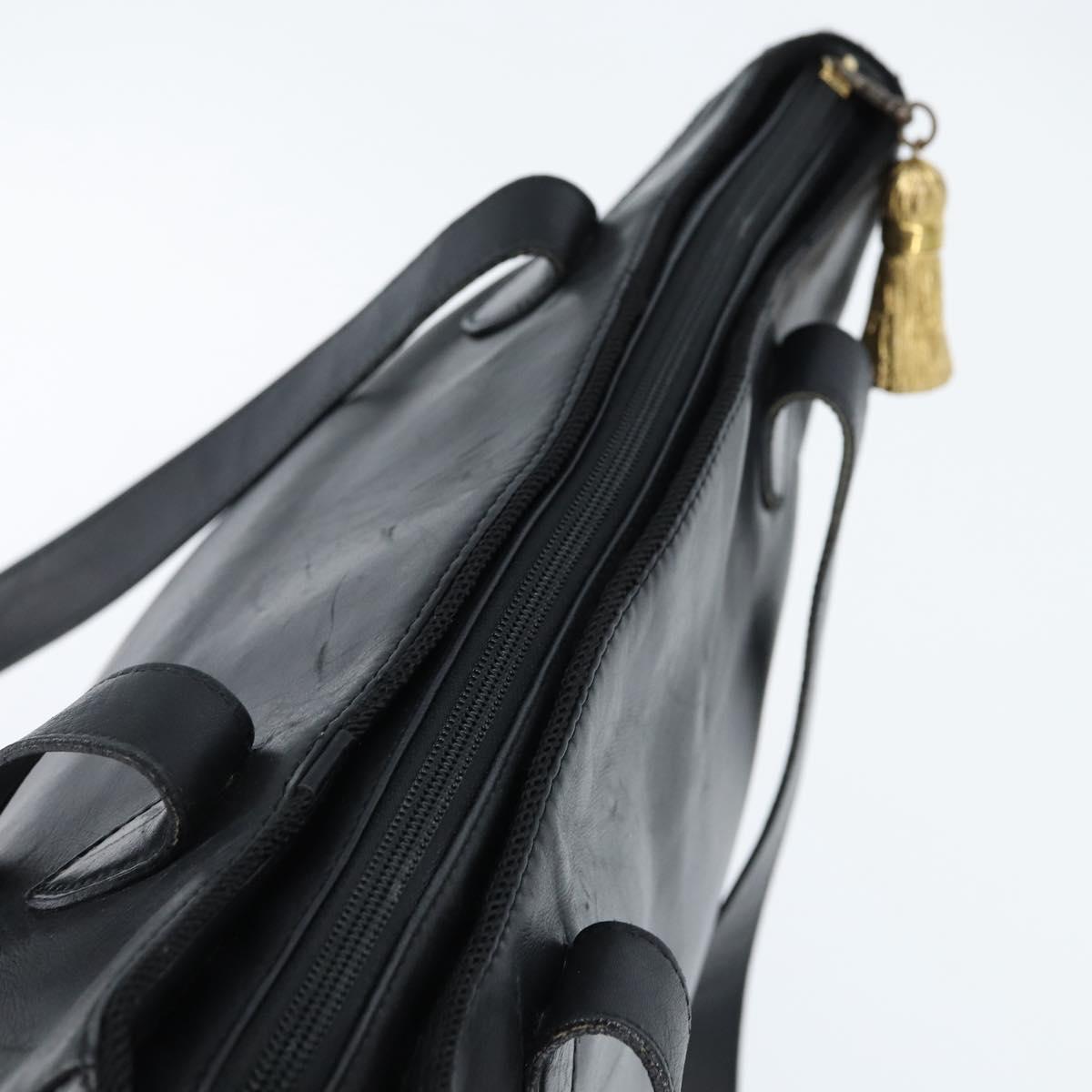 Christian Dior Tote Bag Leather Black Gold Auth 148884