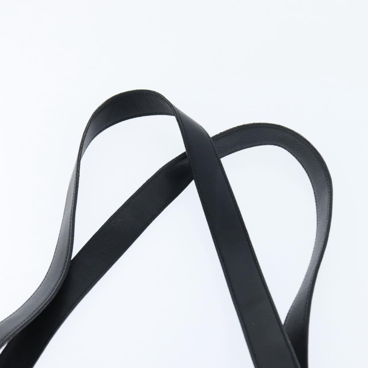 Christian Dior Tote Bag Leather Black Gold Auth 148884