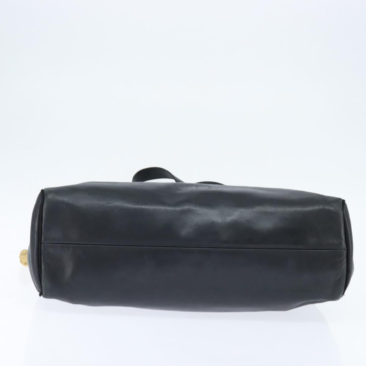 Christian Dior Tote Bag Leather Black Gold Auth 148884