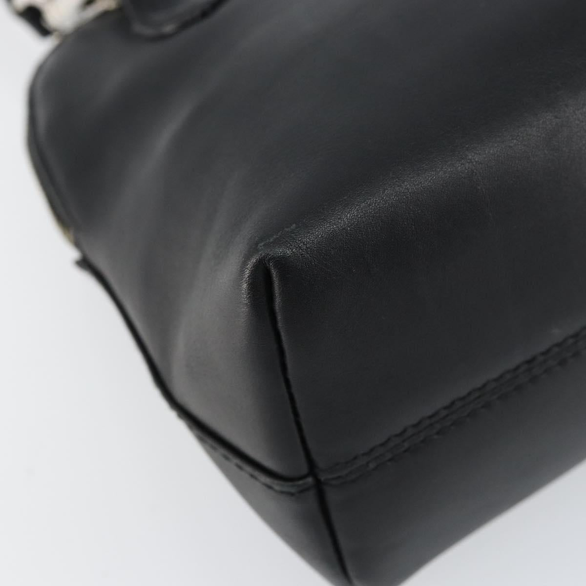 Salvatore Ferragamo Gancini Hand Bag Leather 2way Silver Black Auth 148888