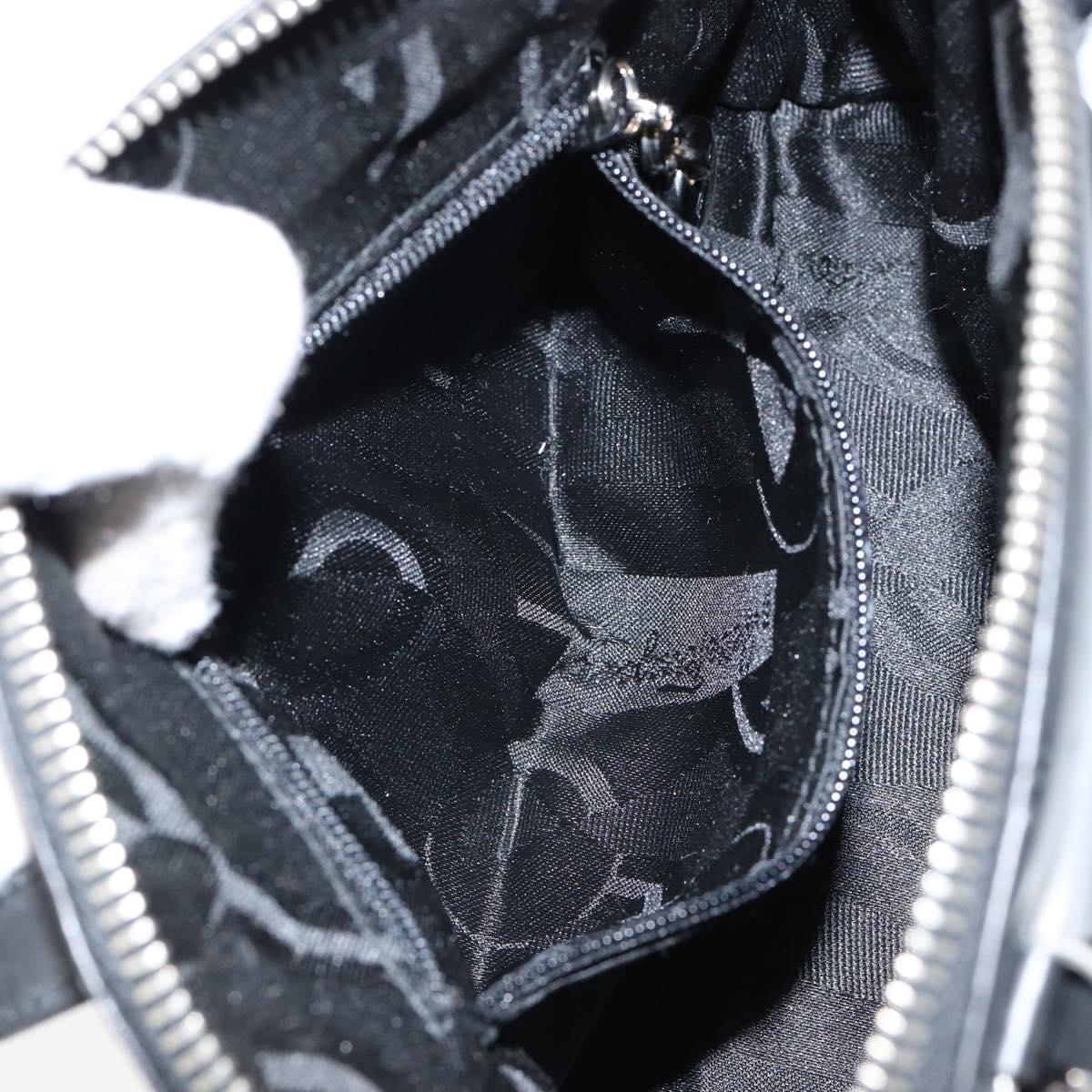 Salvatore Ferragamo Gancini Hand Bag Leather 2way Silver Black Auth 148888