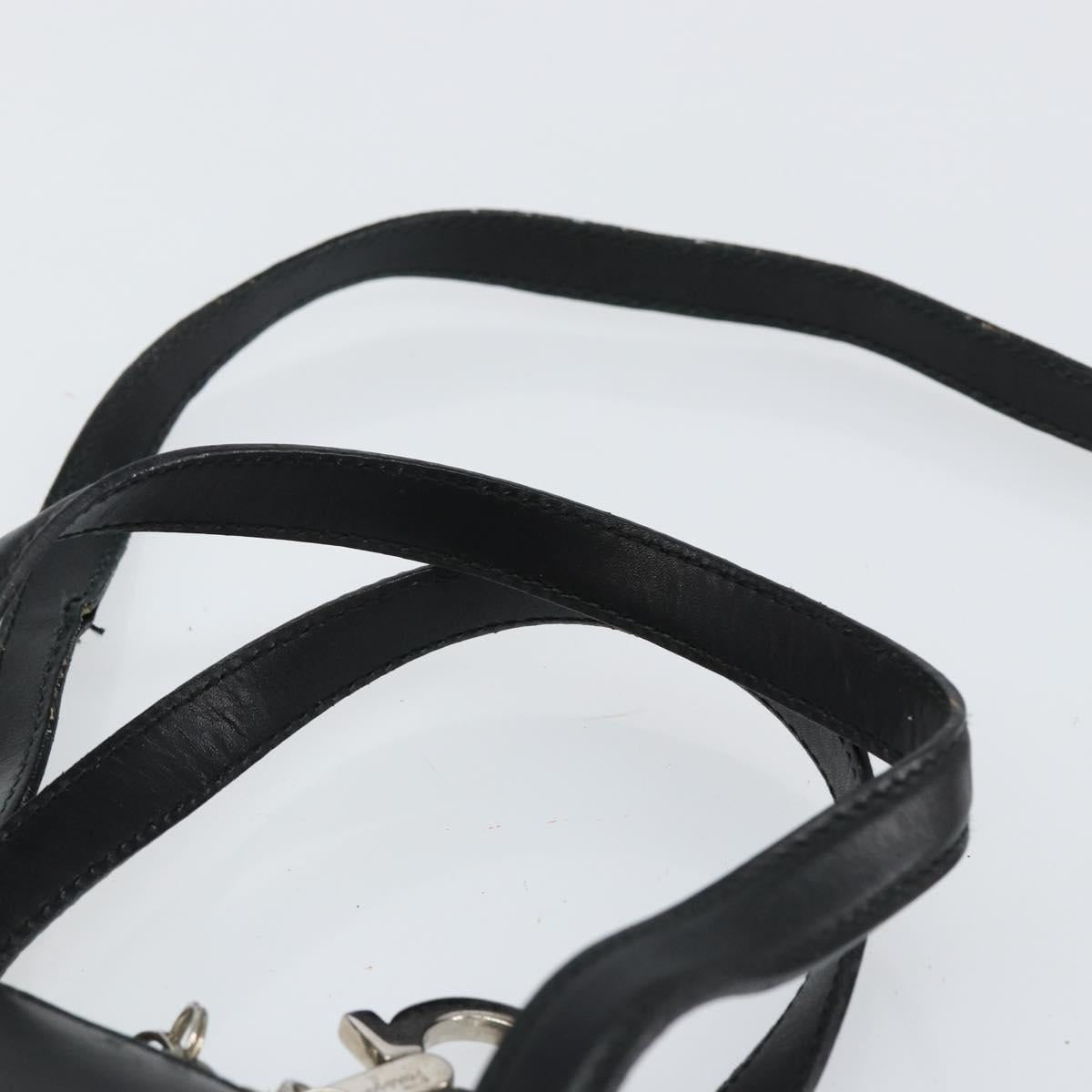 Salvatore Ferragamo Gancini Hand Bag Leather 2way Silver Black Auth 148888