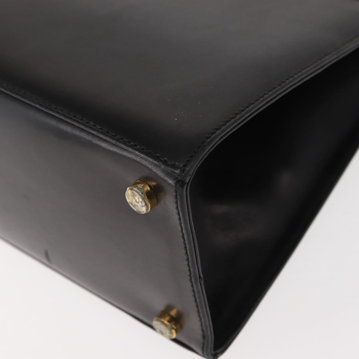 Salvatore Ferragamo Vala Hand Bag Leather Black Gold Auth 148890