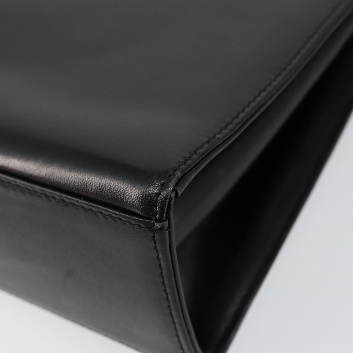 GIVENCHY Hand Bag Leather Black Gold Auth 148891