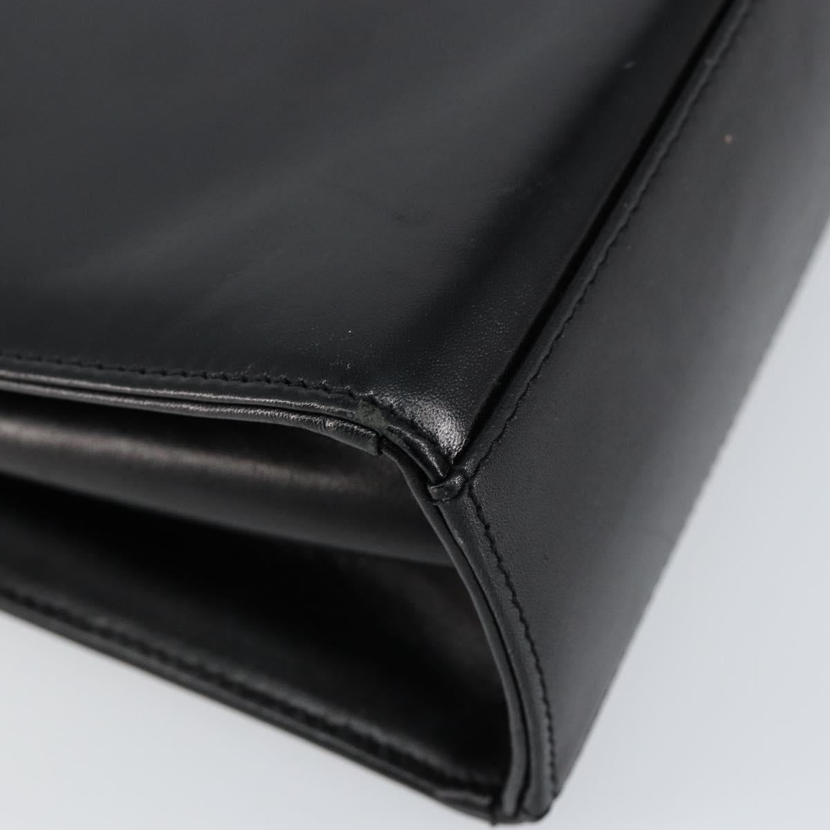 GIVENCHY Hand Bag Leather Black Gold Auth 148891