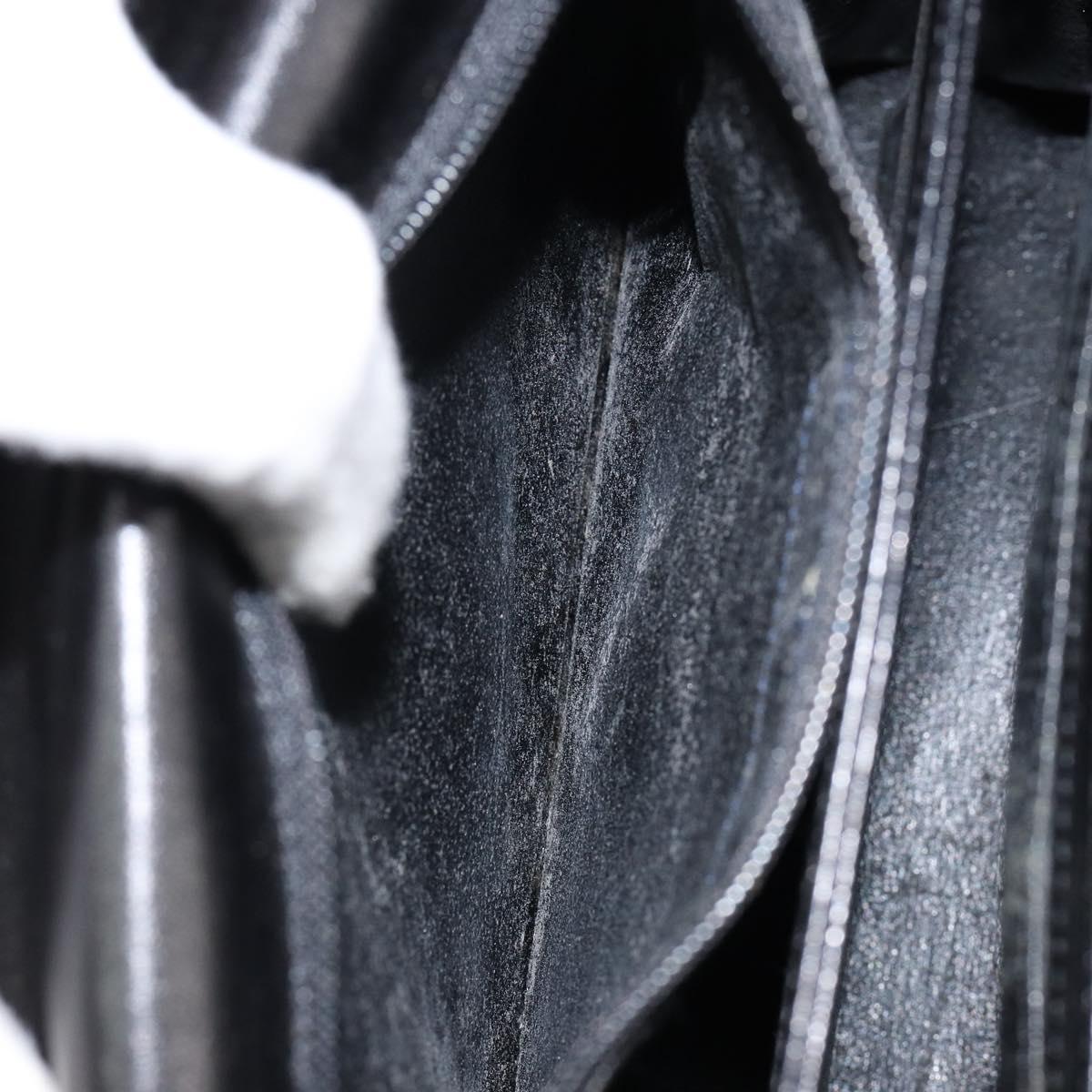 GIVENCHY Hand Bag Leather Black Gold Auth 148891