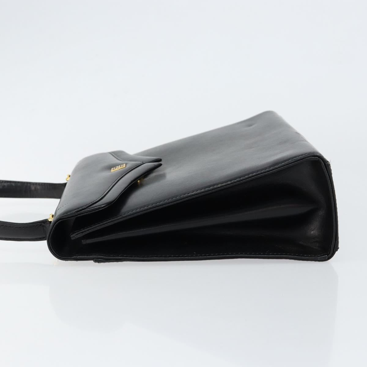 GIVENCHY Hand Bag Leather Black Gold Auth 148891