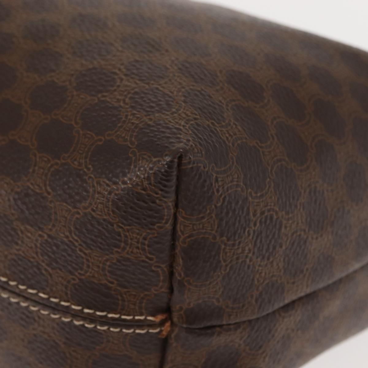 CELINE Macadam Canvas Hand Bag PVC Leather Brown Gold Auth 148895