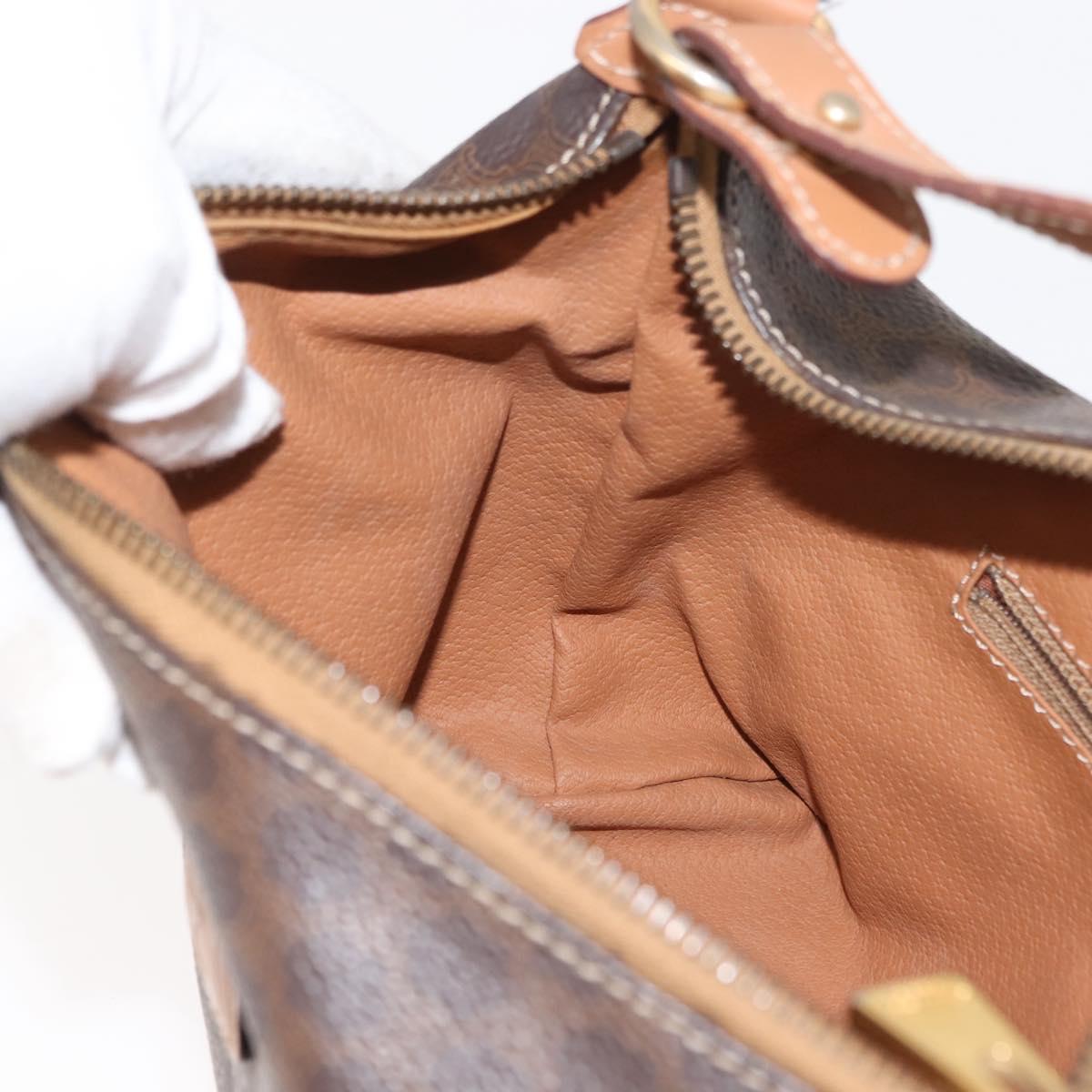 CELINE Macadam Canvas Hand Bag PVC Leather Brown Gold Auth 148895