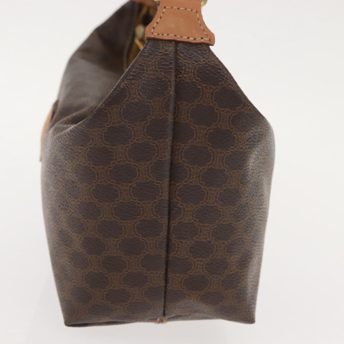 CELINE Macadam Canvas Hand Bag PVC Leather Brown Gold Auth 148895