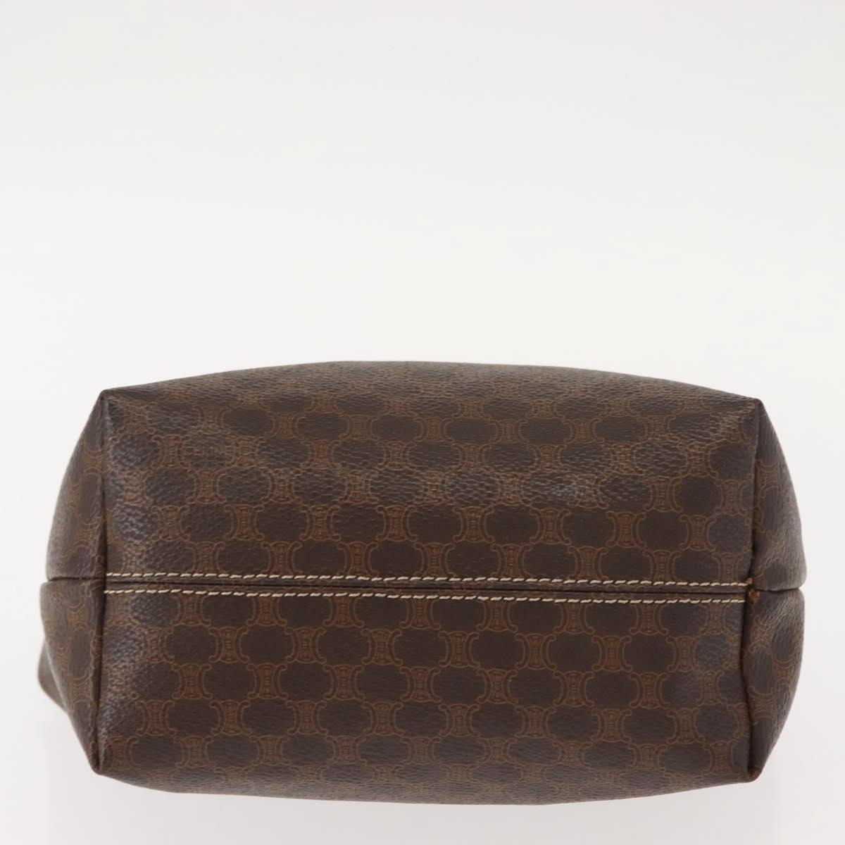 CELINE Macadam Canvas Hand Bag PVC Leather Brown Gold Auth 148895