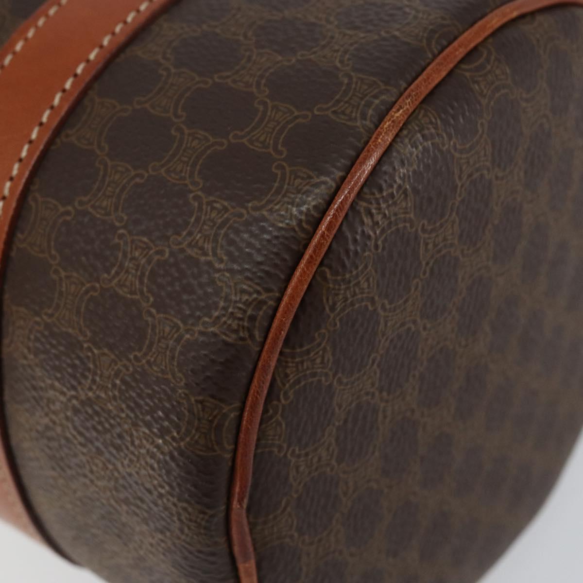 CELINE Macadam Canvas Hand Bag PVC Leather Brown Gold Auth 148898