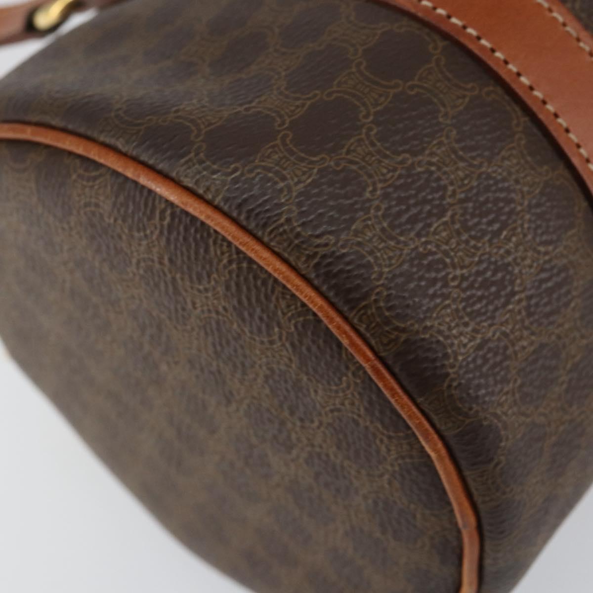 CELINE Macadam Canvas Hand Bag PVC Leather Brown Gold Auth 148898