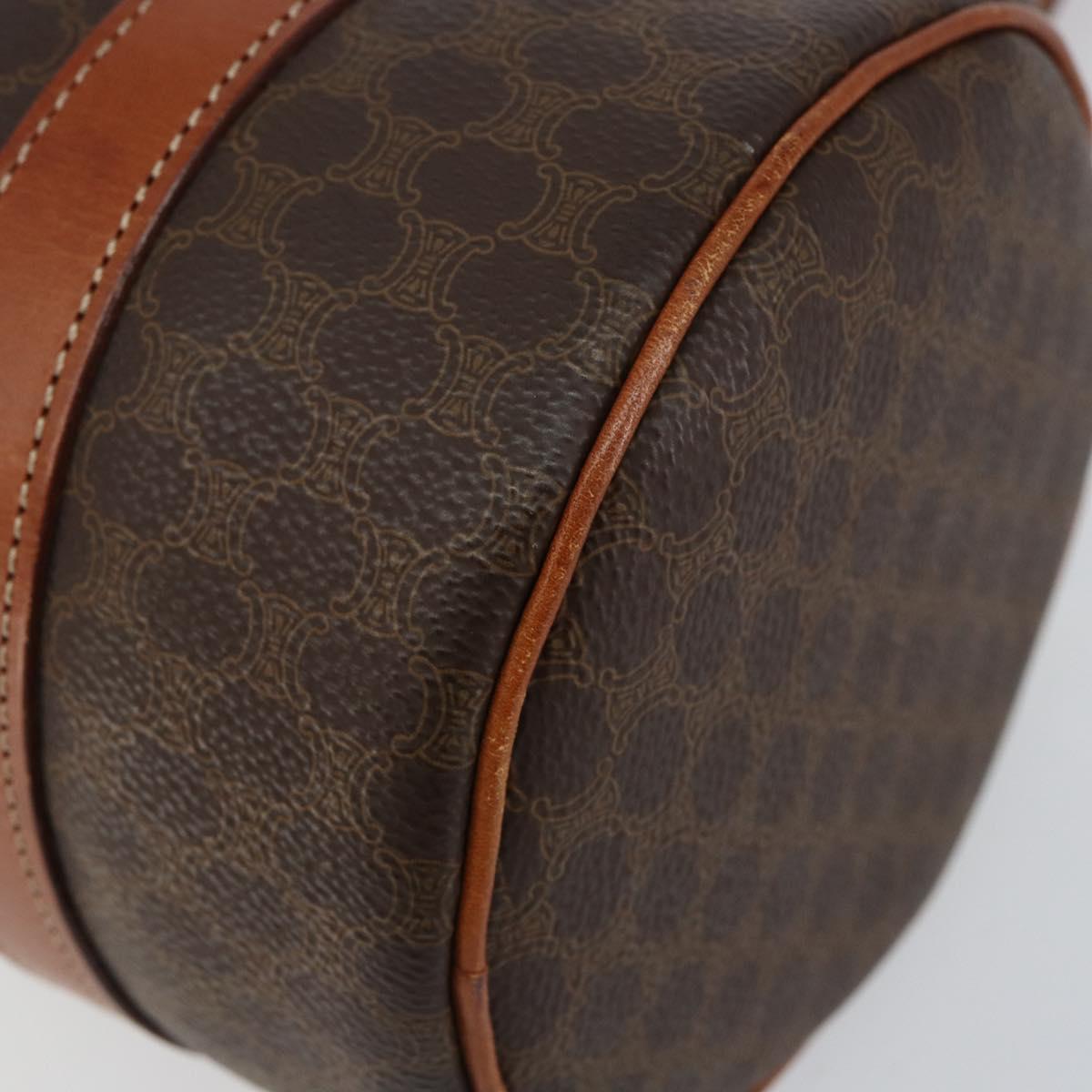 CELINE Macadam Canvas Hand Bag PVC Leather Brown Gold Auth 148898