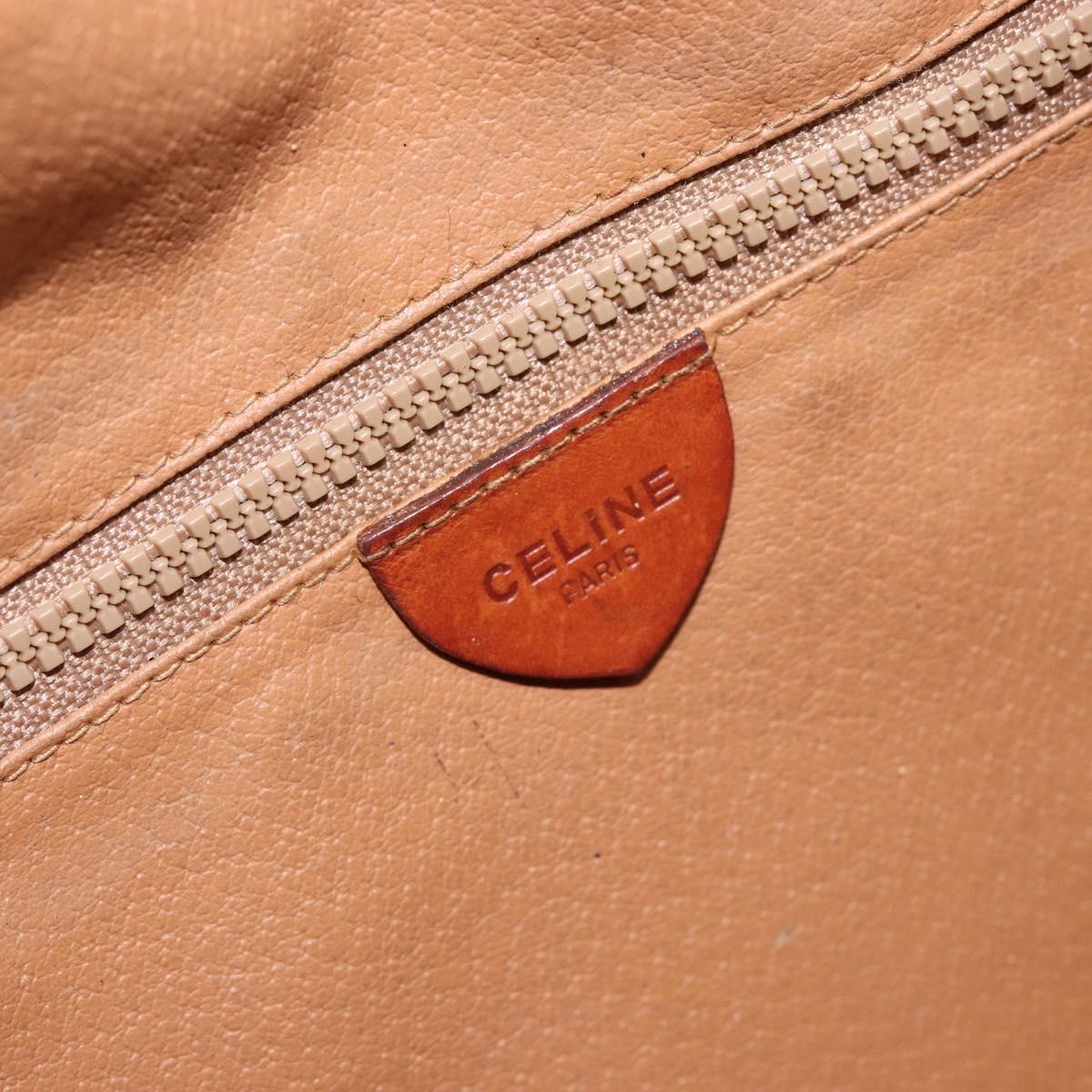 CELINE Macadam Canvas Shoulder Bag PVC Leather Brown Gold Auth 148899