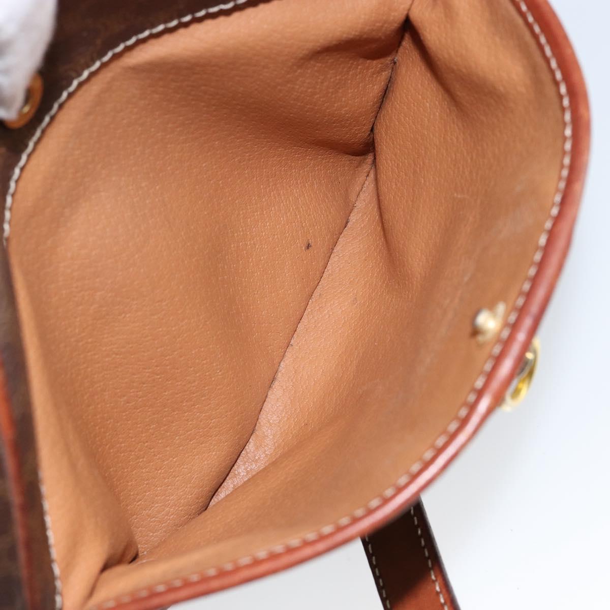 CELINE Macadam Canvas Shoulder Bag PVC Leather Brown Gold Auth 148899