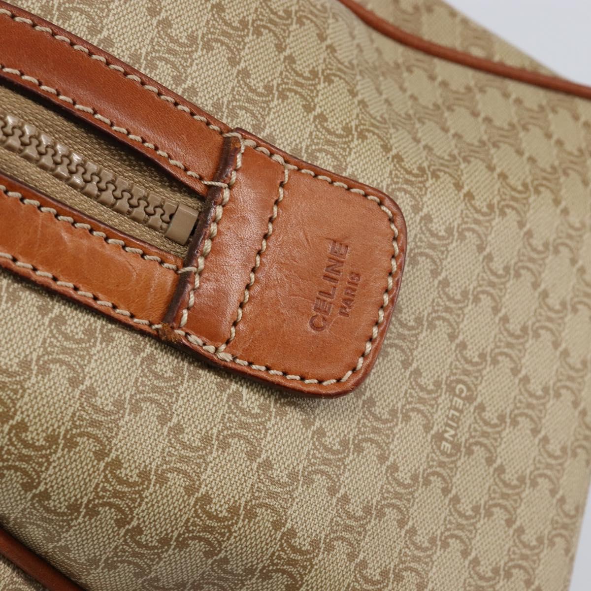 CELINE Macadam Canvas Hand Bag PVC Leather Beige Gold Auth 148900