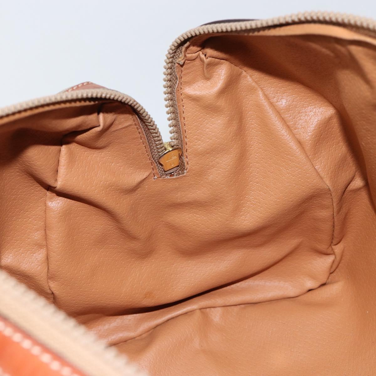 CELINE Macadam Canvas Hand Bag PVC Leather Beige Gold Auth 148900