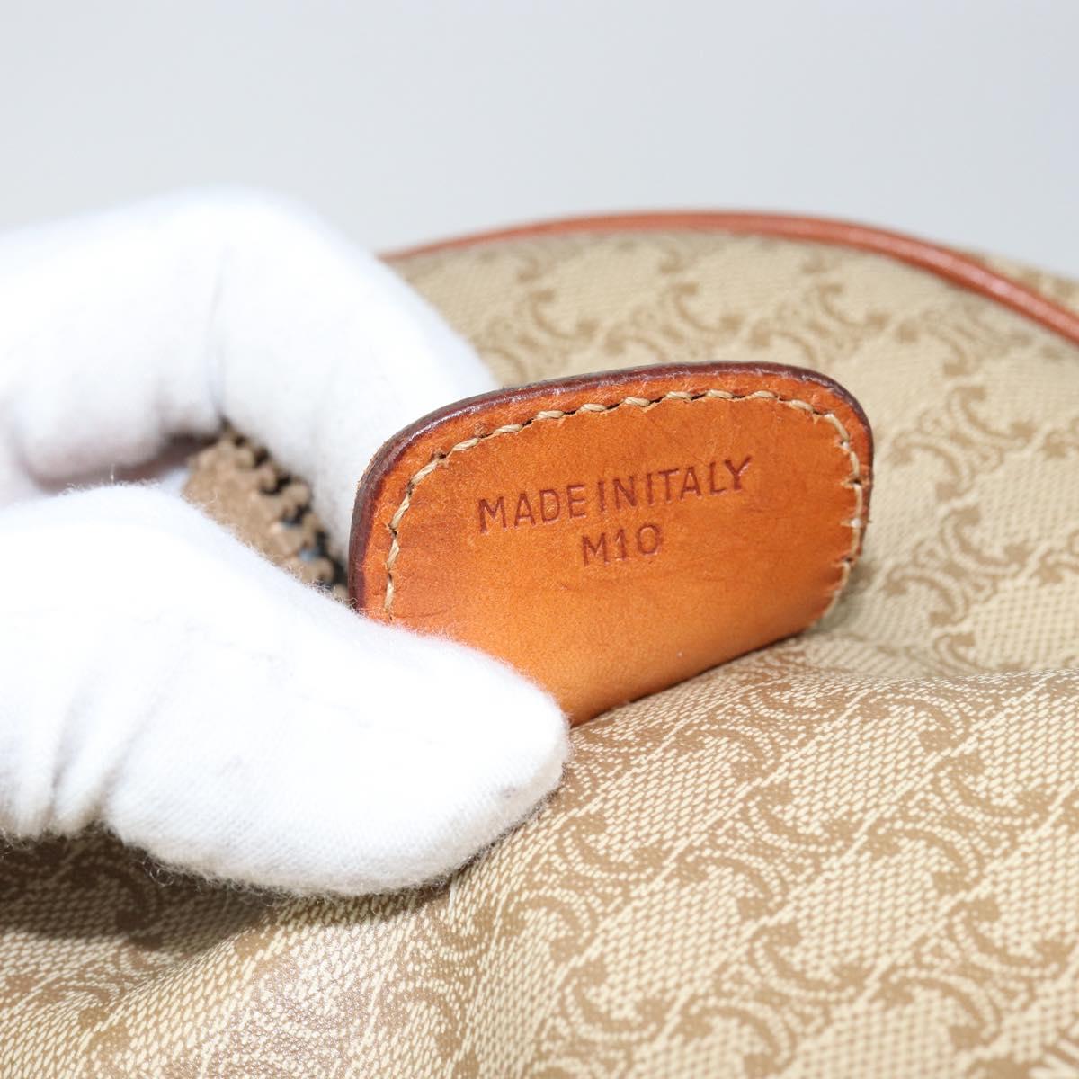 CELINE Macadam Canvas Hand Bag PVC Leather Beige Gold Auth 148900