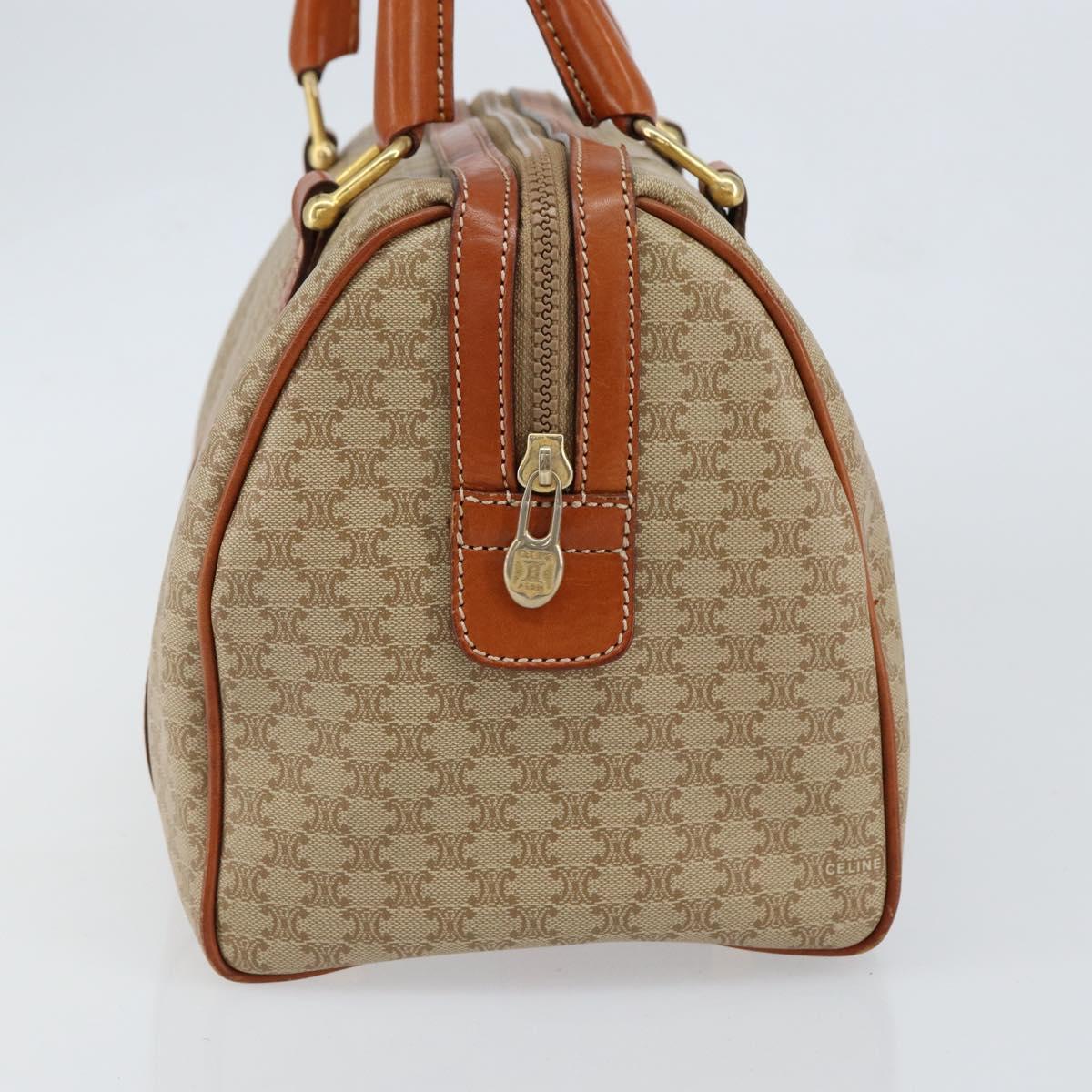 CELINE Macadam Canvas Hand Bag PVC Leather Beige Gold Auth 148900