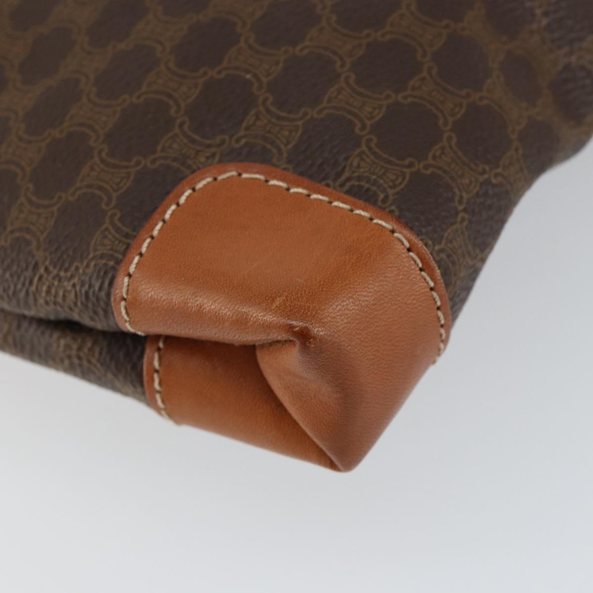 CELINE Macadam Canvas Tote Bag PVC Leather Brown Gold Auth 148902