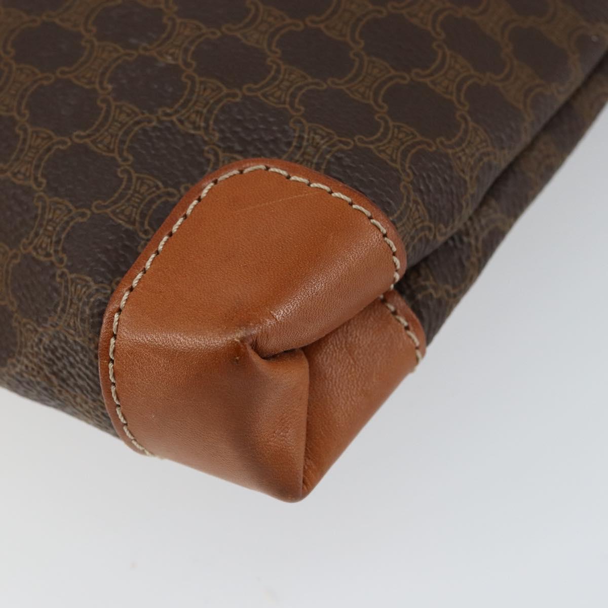 CELINE Macadam Canvas Tote Bag PVC Leather Brown Gold Auth 148902