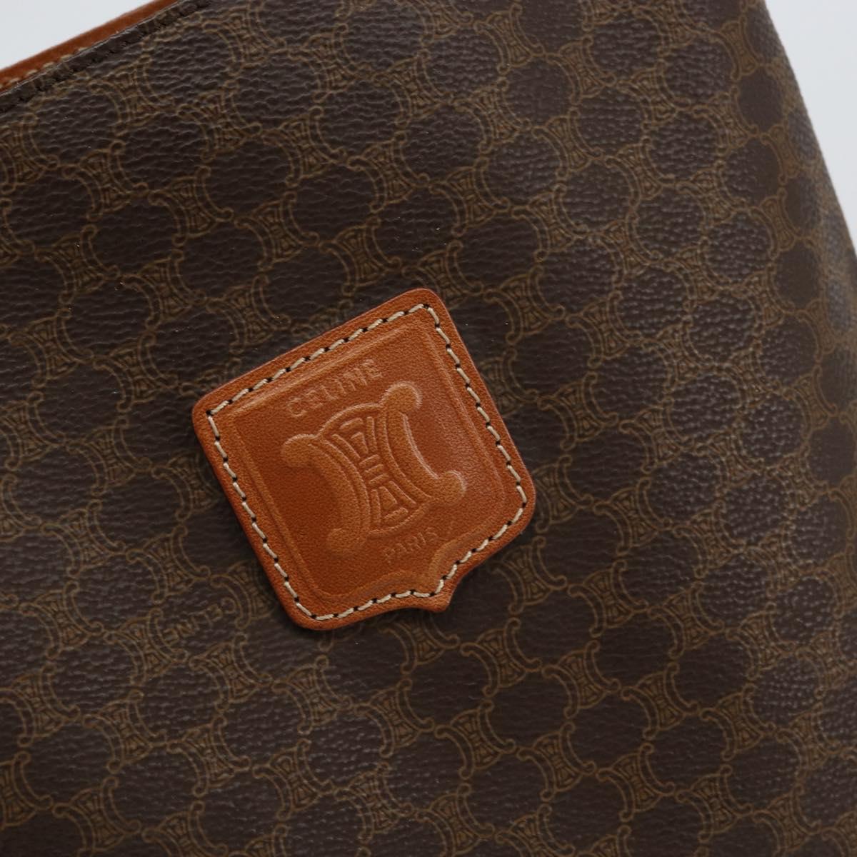 CELINE Macadam Canvas Tote Bag PVC Leather Brown Gold Auth 148902