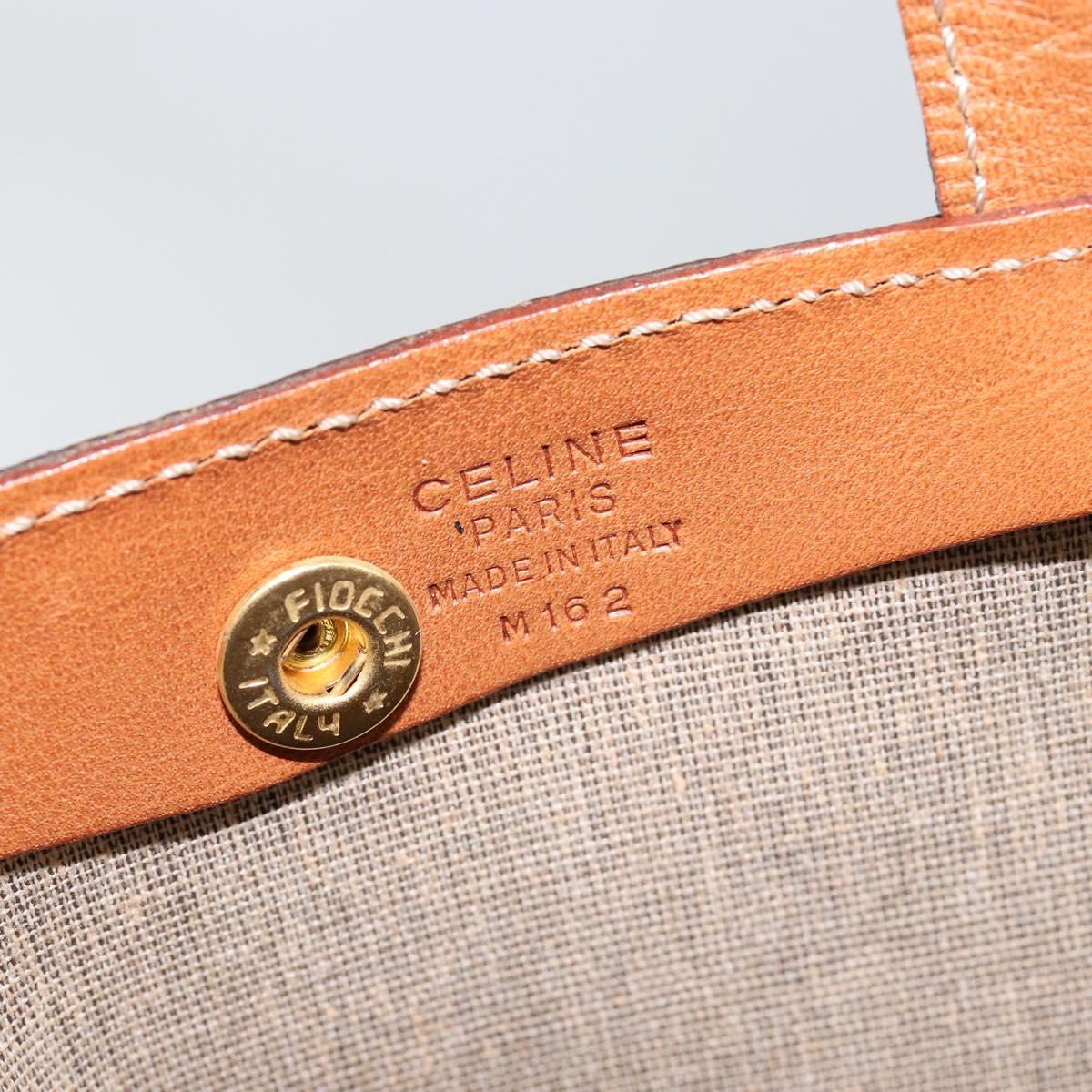 CELINE Macadam Canvas Tote Bag PVC Leather Brown Gold Auth 148902