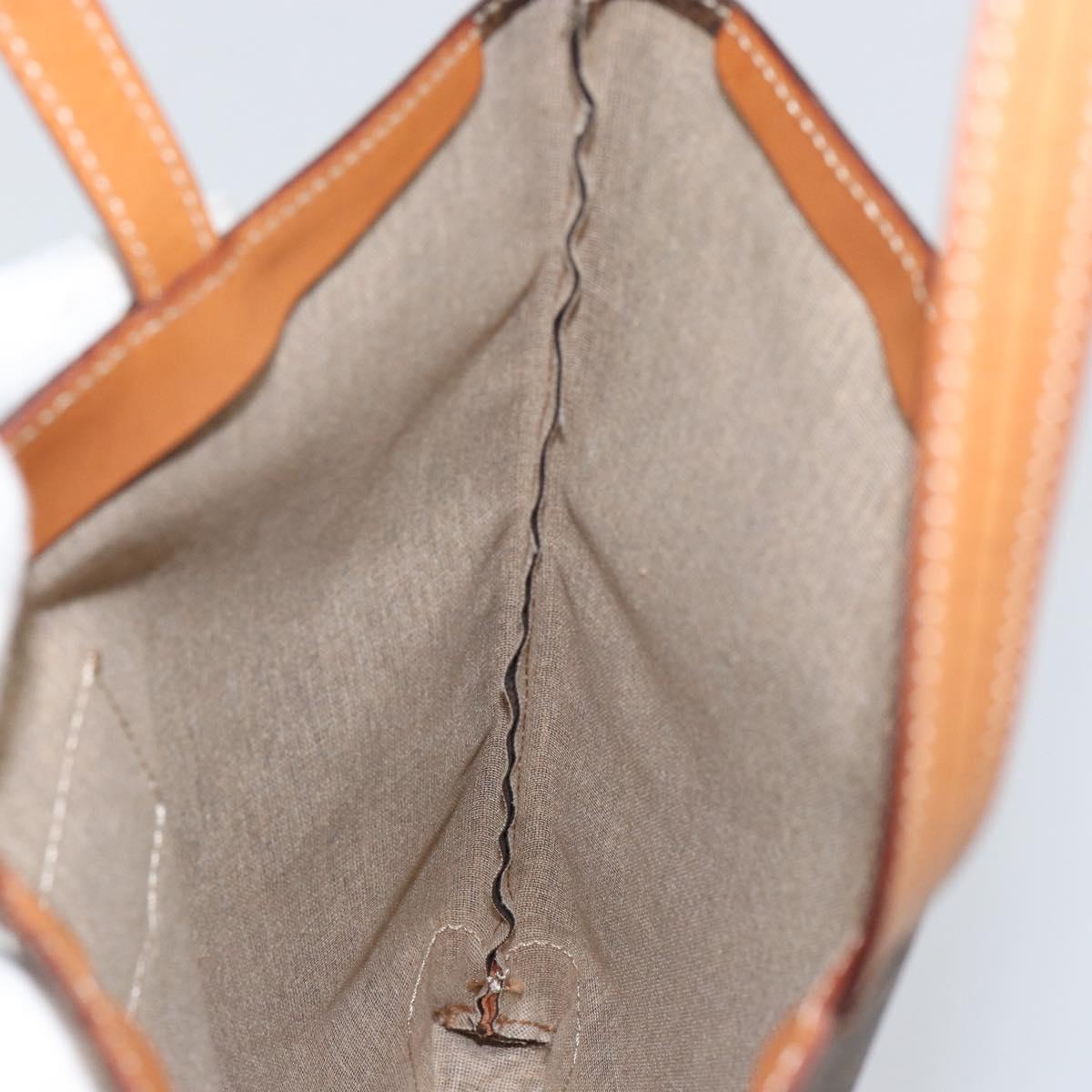 CELINE Macadam Canvas Tote Bag PVC Leather Brown Gold Auth 148902