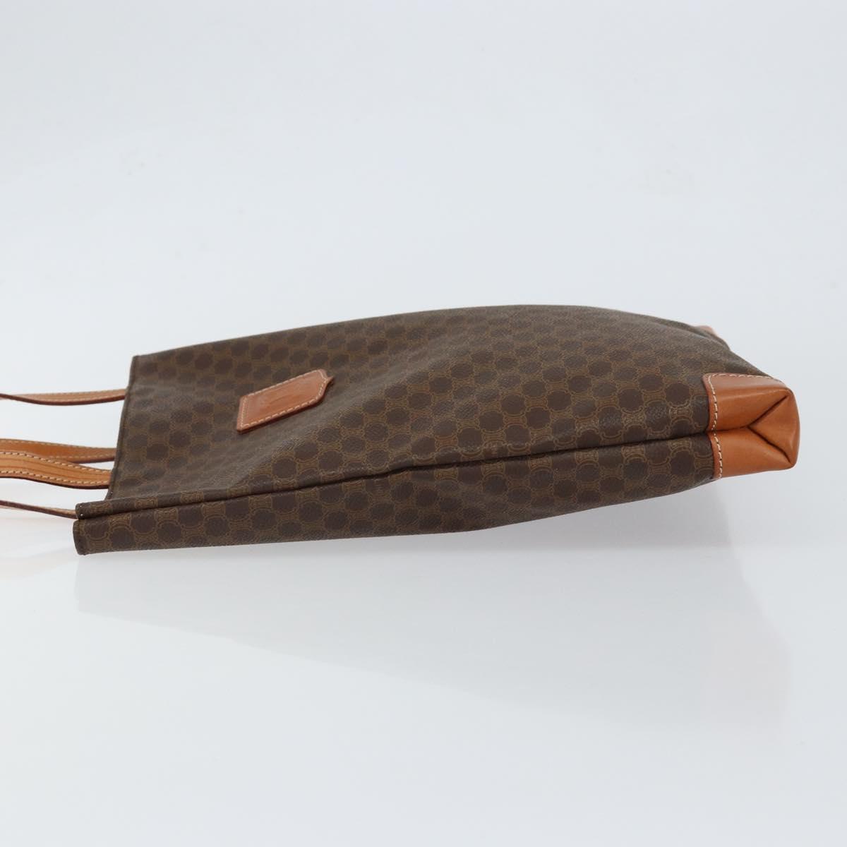 CELINE Macadam Canvas Tote Bag PVC Leather Brown Gold Auth 148902
