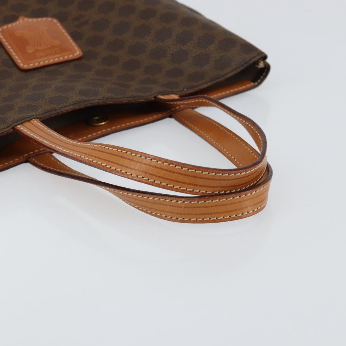 CELINE Macadam Canvas Tote Bag PVC Leather Brown Gold Auth 148902