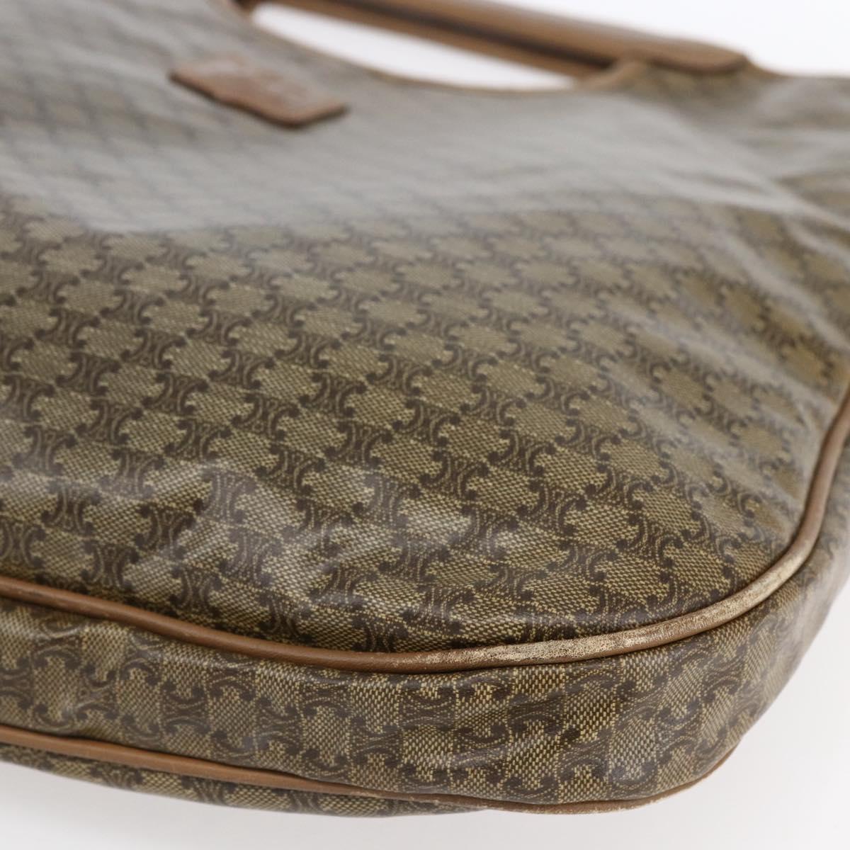 CELINE Macadam Canvas Hand Bag PVC Leather Brown Auth 148903