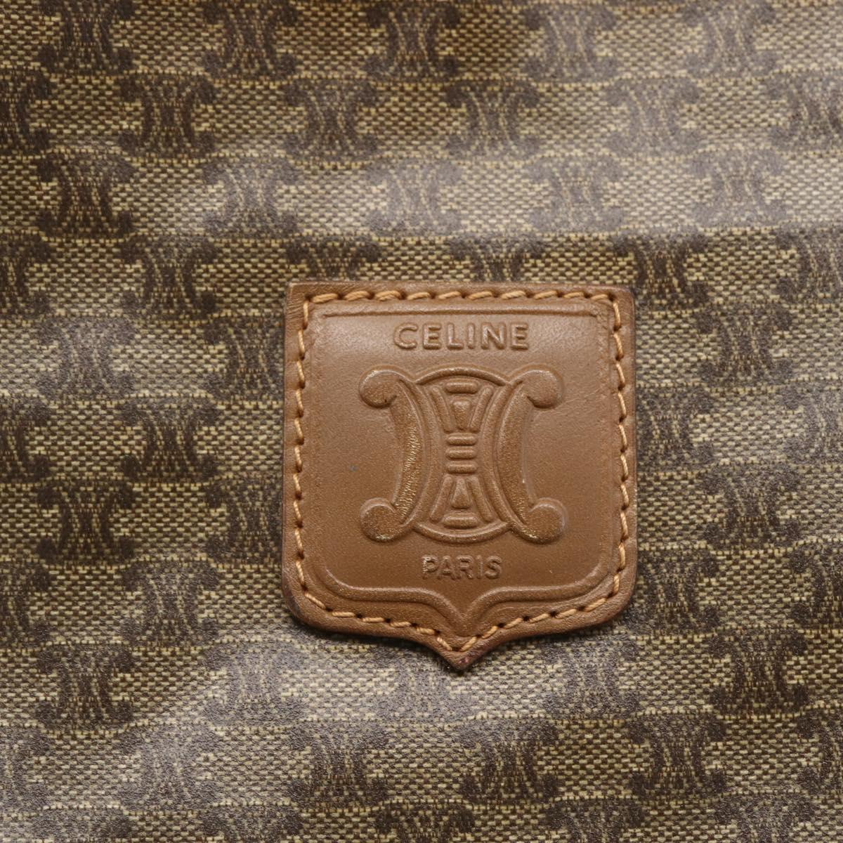 CELINE Macadam Canvas Hand Bag PVC Leather Brown Auth 148903