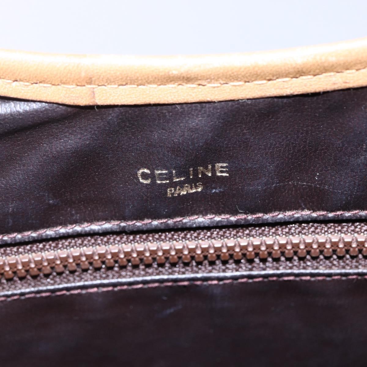 CELINE Macadam Canvas Hand Bag PVC Leather Brown Auth 148903
