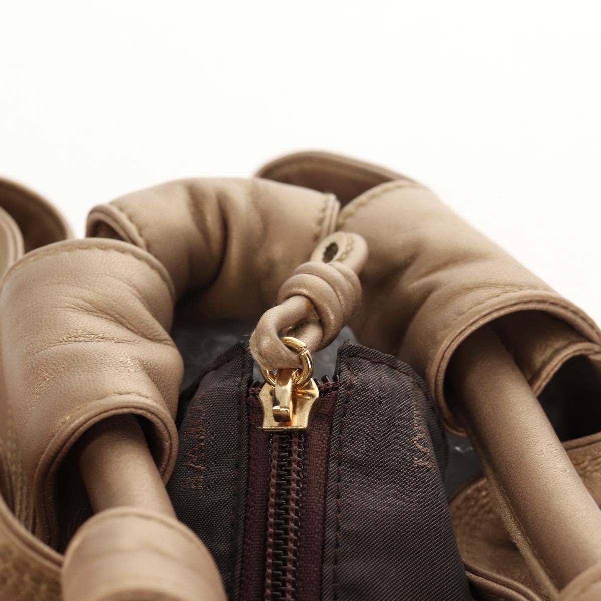 LOEWE Anagram Nappa Aire Hand Bag Leather Champagne Gold Auth 148908V