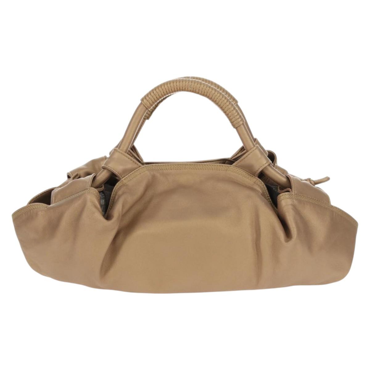 LOEWE Anagram Nappa Aire Hand Bag Leather Champagne Gold Auth 148908V