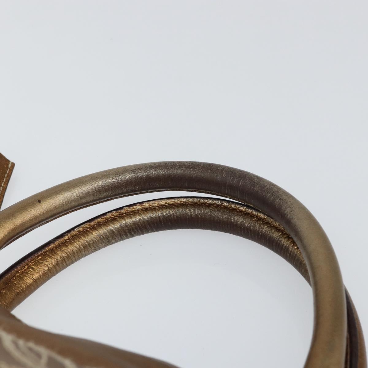 LOEWE Anagram Justa Hand Bag Leather Bronze Gold Auth 148910