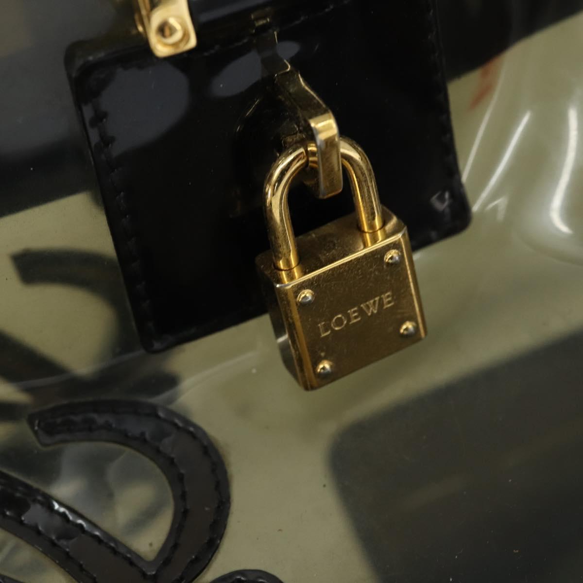 LOEWE Anagram Americana 28 Hand Bag Vinyl Black Auth 148911