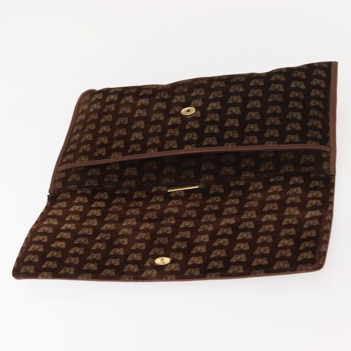 BOTTEGA VENETA Clutch Bag Suede Brown Gold Auth 148912