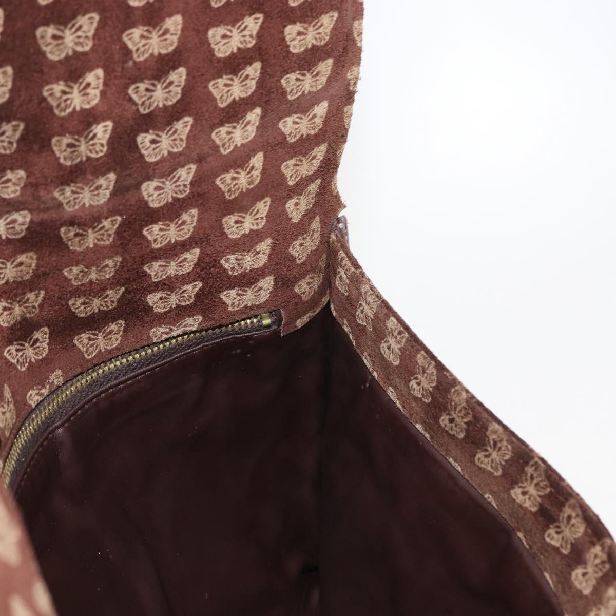 BOTTEGA VENETA Clutch Bag Suede Brown Gold Auth 148912