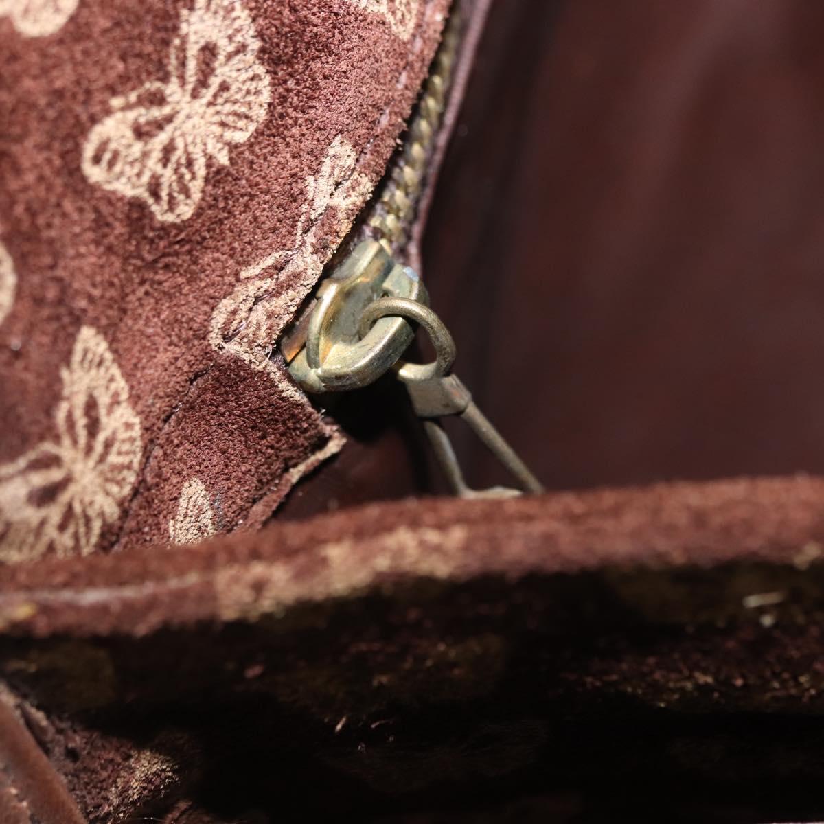 BOTTEGA VENETA Clutch Bag Suede Brown Gold Auth 148912