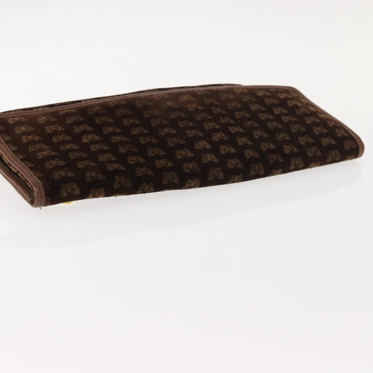 BOTTEGA VENETA Clutch Bag Suede Brown Gold Auth 148912