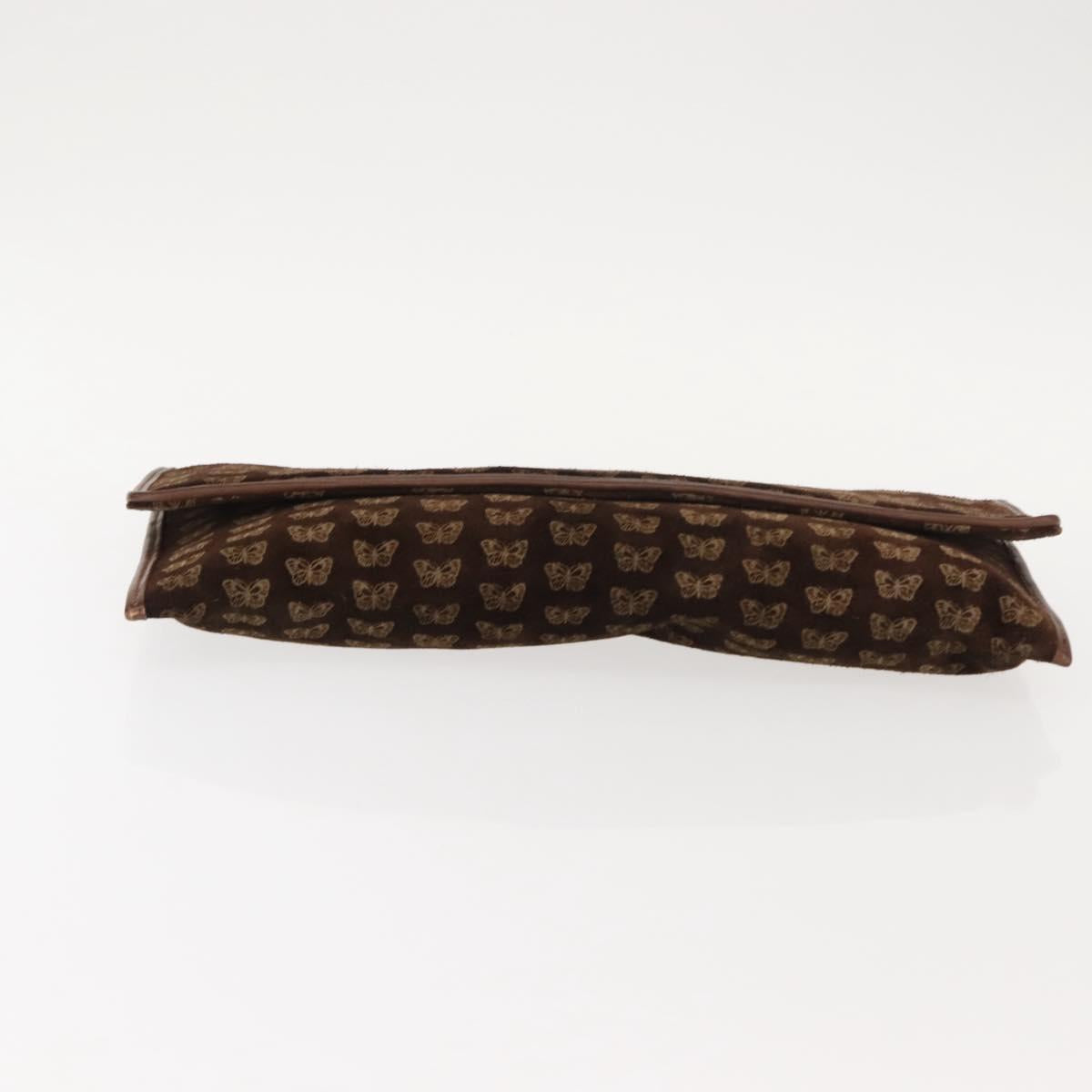 BOTTEGA VENETA Clutch Bag Suede Brown Gold Auth 148912
