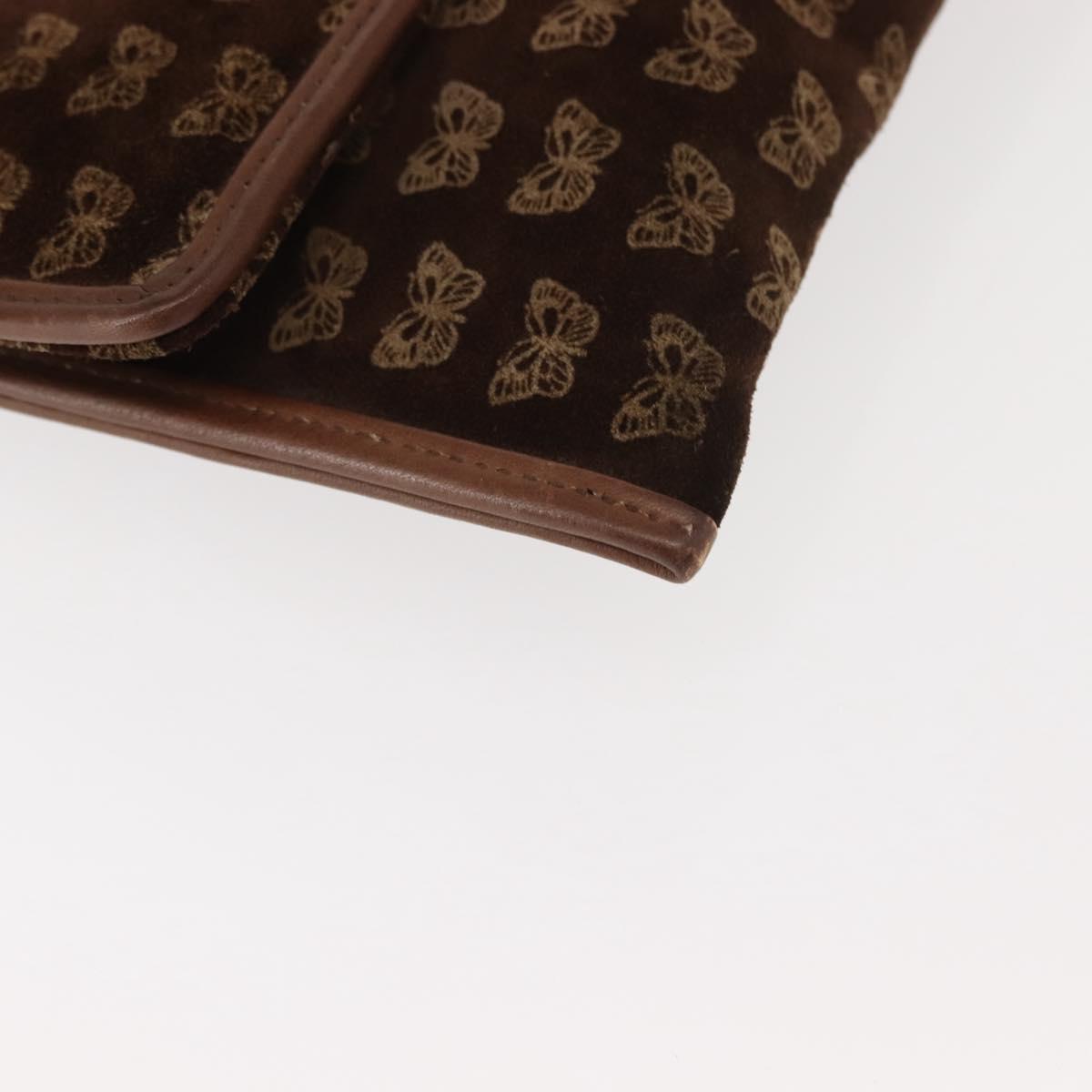 BOTTEGA VENETA Clutch Bag Suede Brown Gold Auth 148912