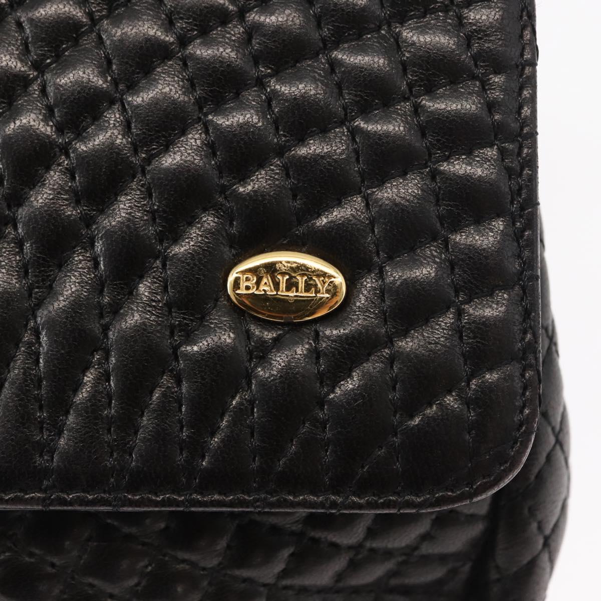 BALLY Chain Shoulder Bag Leather Black Gold Auth 148916