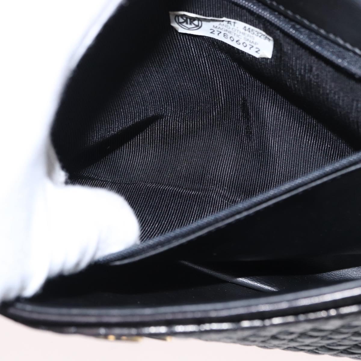 BALLY Chain Shoulder Bag Leather Black Gold Auth 148916