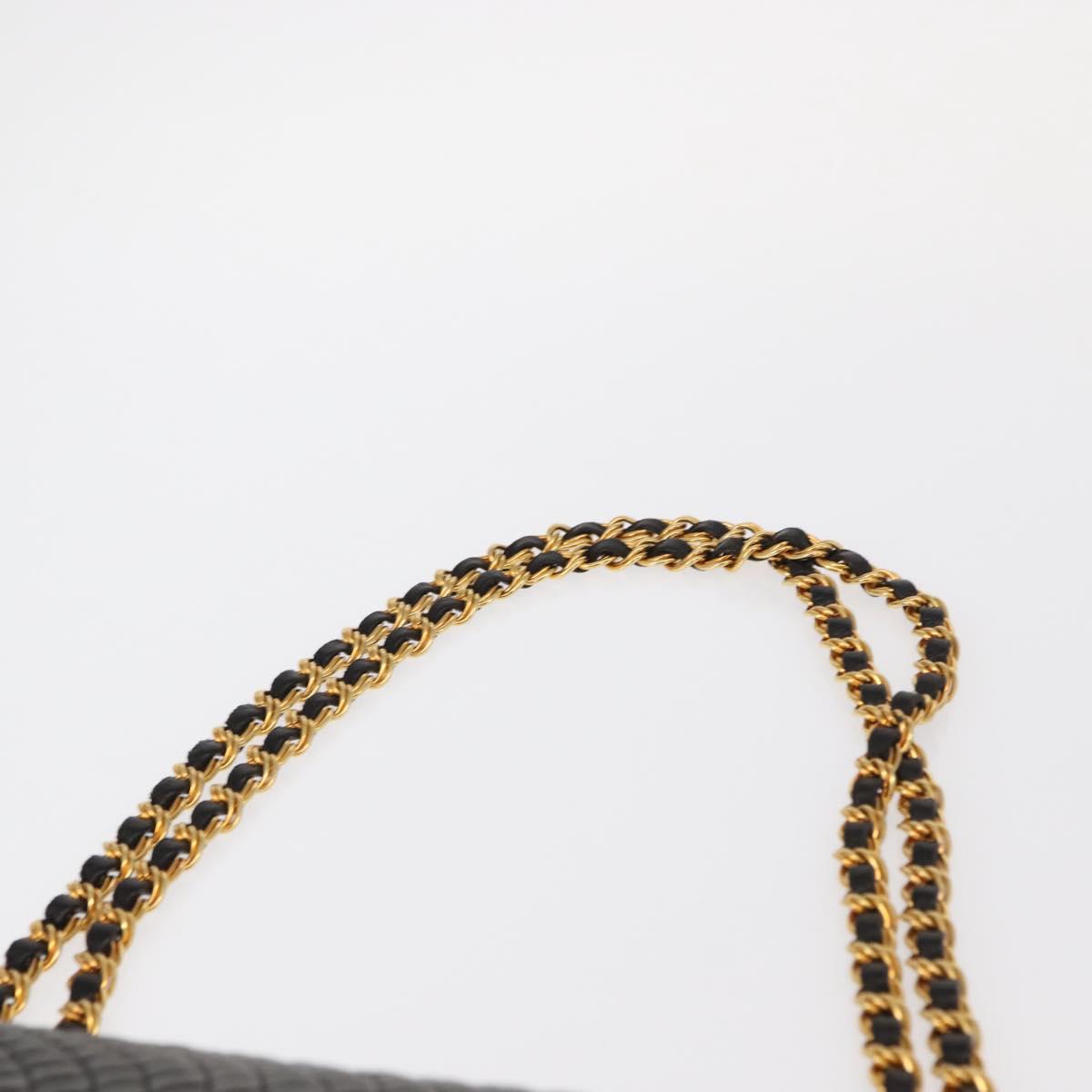 BALLY Chain Shoulder Bag Leather Black Gold Auth 148916