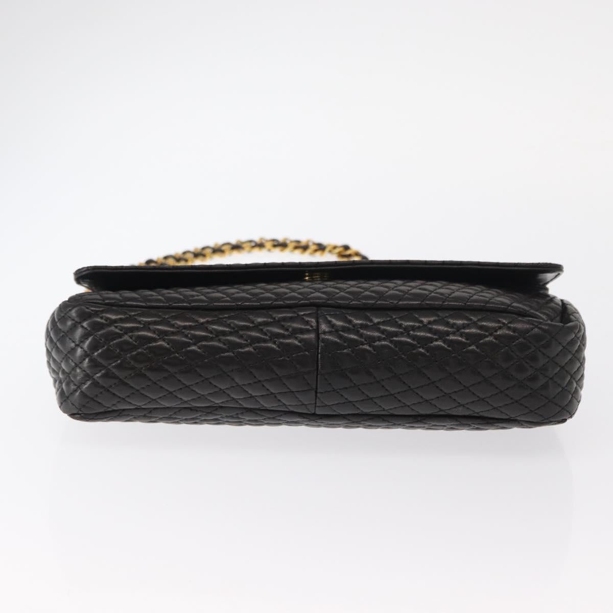 BALLY Chain Shoulder Bag Leather Black Gold Auth 148916